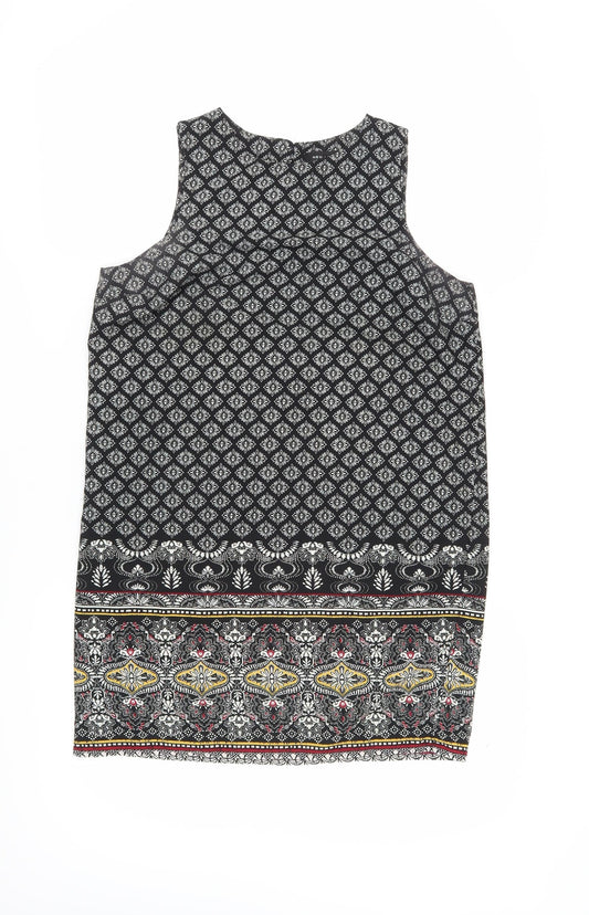 New Look Women's Black Geometric Shift Dress UK 10