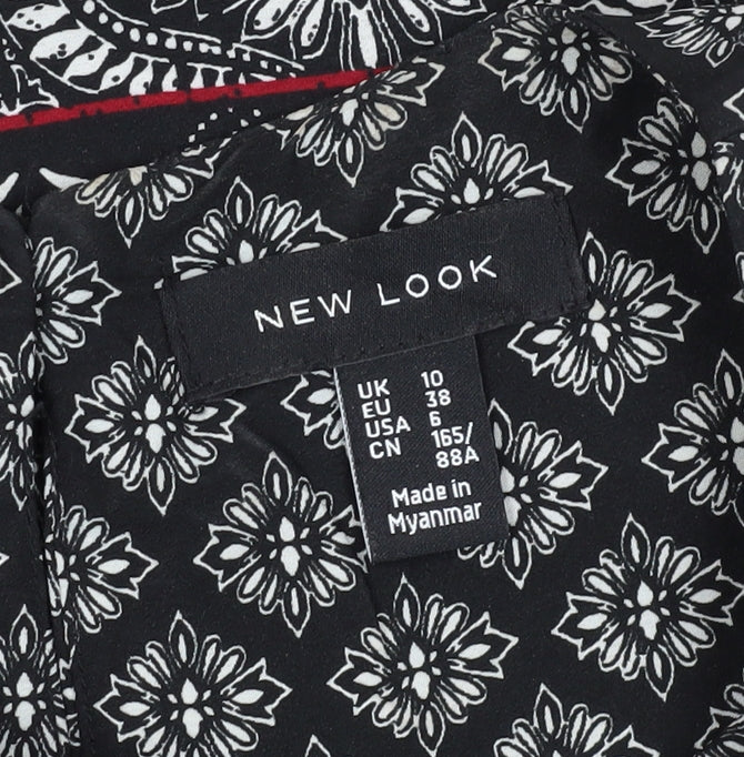 New Look Women's Black Geometric Shift Dress UK 10