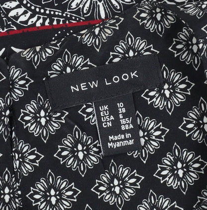 New Look Women's Black Geometric Shift Dress UK 10