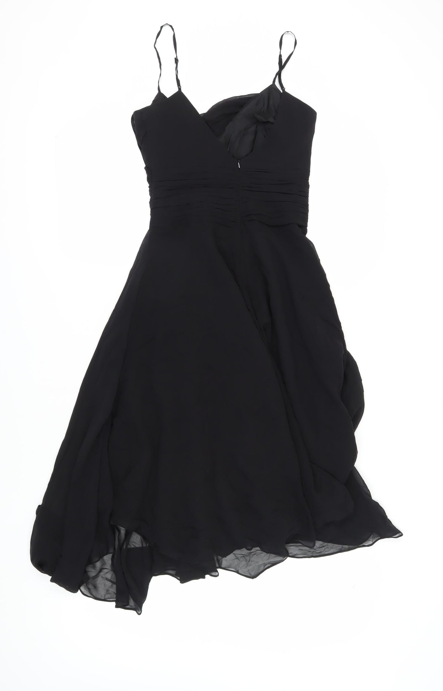 Monsoon Black Silk Asymmetric Party Dress, Size 8