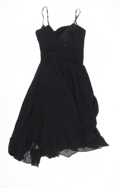 Monsoon Black Silk Asymmetric Party Dress, Size 8