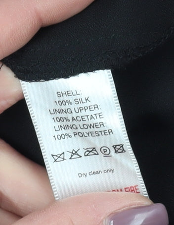 Monsoon Black Silk Asymmetric Party Dress, Size 8