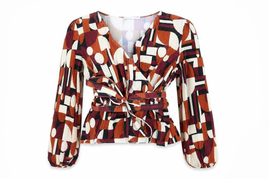 Womens UK Size 10 Warehouse Multicoloured Wrap Blouse