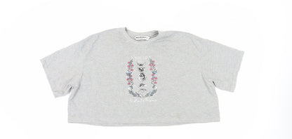 Silkroad Women's Grey Cropped T-Shirt Size 14