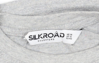 Silkroad Women's Grey Cropped T-Shirt Size 14