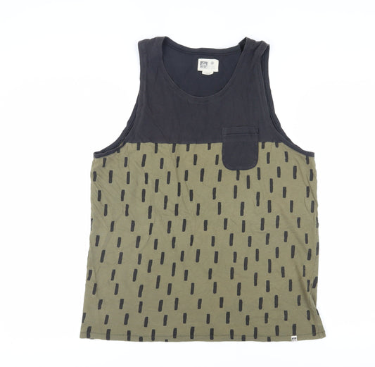 Additional front view of Reef unisex black green geometric tank large