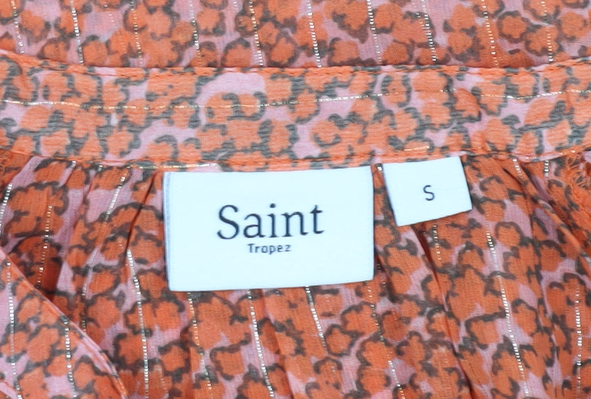 Womens UK Size S Saint Tropez Orange Tunic Blouse
