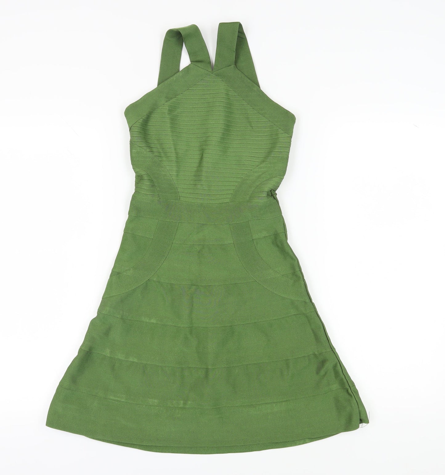 WOW Couture Green A-Line Midi Dress S Sleeveless