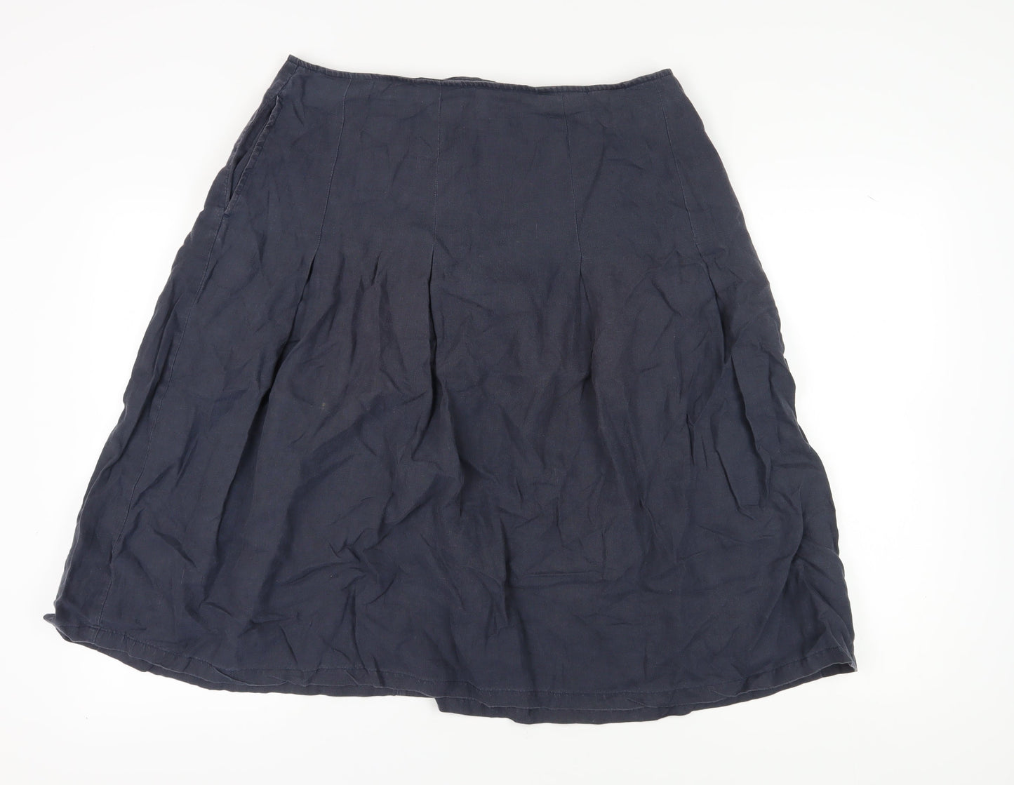 John Lewis Women's Blue Linen A-Line Skirt, Size 16