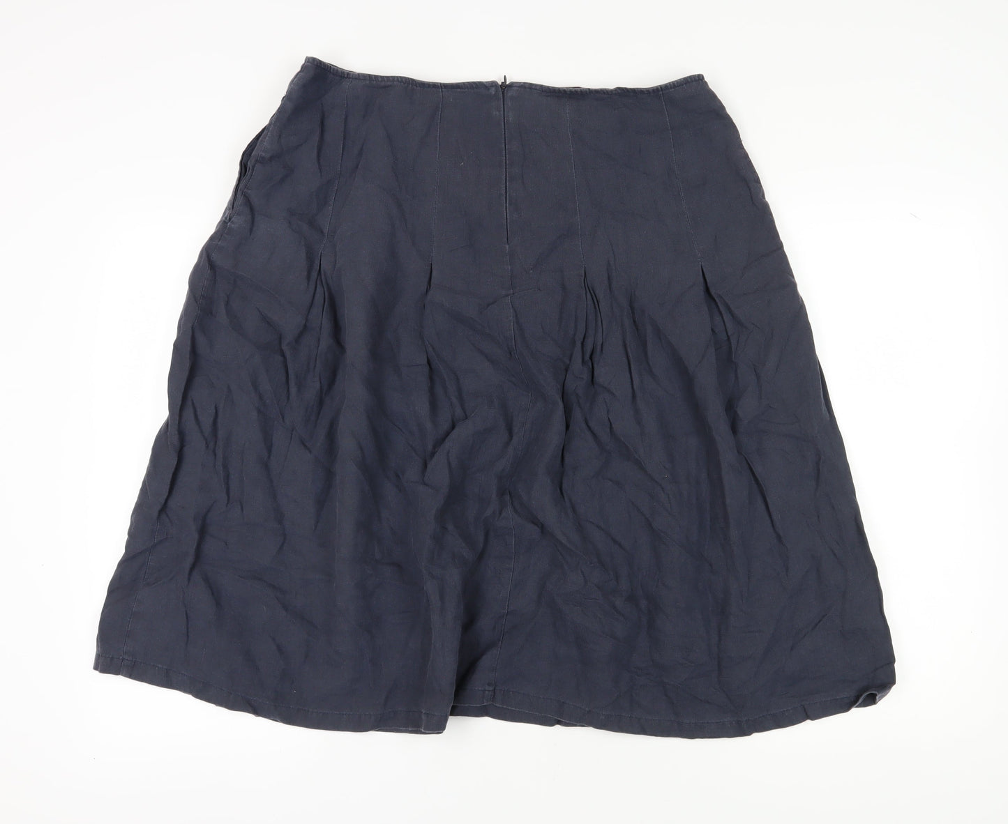 John Lewis Women's Blue Linen A-Line Skirt, Size 16