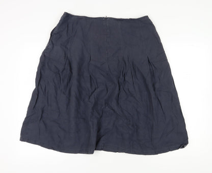 John Lewis Women's Blue Linen A-Line Skirt, Size 16