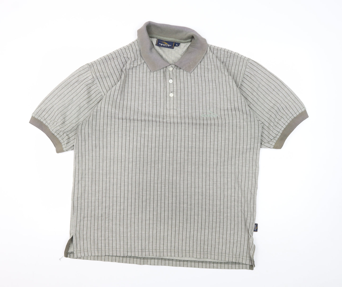 Donnay Men's Grey Striped Polo Shirt, Size L, Regular Fit