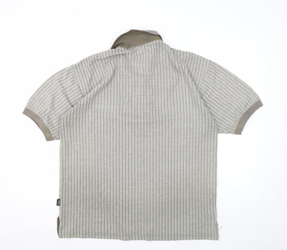 Donnay Men's Grey Striped Polo Shirt, Size L, Regular Fit