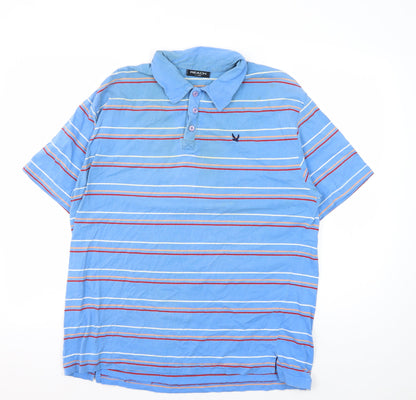 Reach Men's Blue XL Striped Cotton Polo Shirt