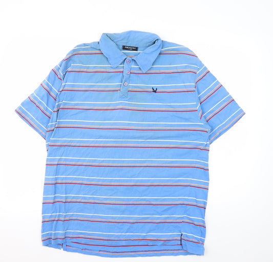 Reach Men's Blue XL Striped Cotton Polo Shirt