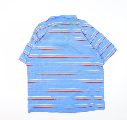 Reach Men's Blue XL Striped Cotton Polo Shirt