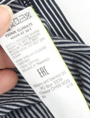 Marks and Spencer Men's Blue Striped Cotton T-Shirt M