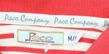 Paco Company Unisex Red Striped Polo Shirt M