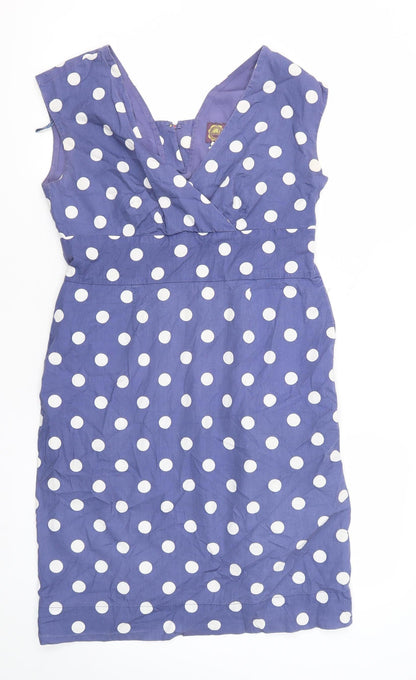 Joules Women's Blue Polka Dot Shift Dress Size 12