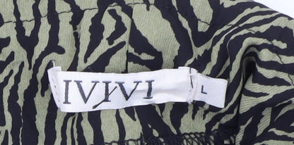 IVIVI Women's Tulip Skirt, Black & Green, Size L