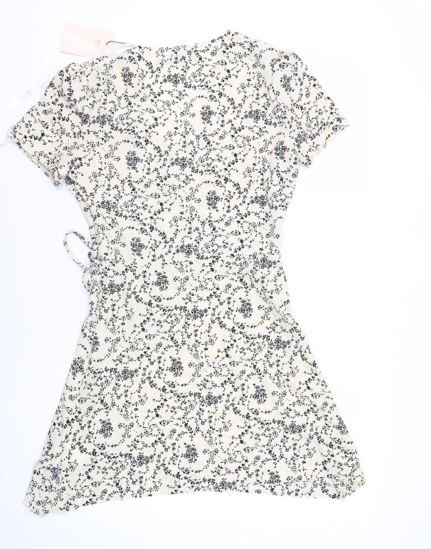 Missguided Women's Ivory Floral Wrap Dress Size 6