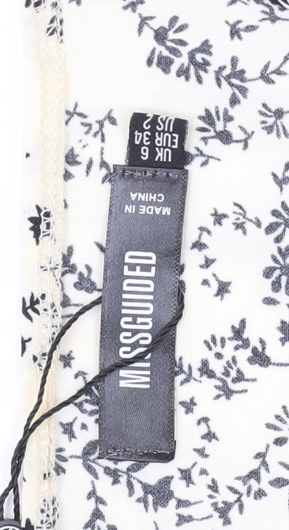 Missguided Women's Ivory Floral Wrap Dress Size 6