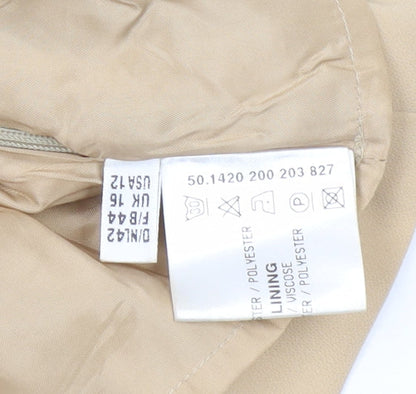 Delmod Women's Beige Square Neck Sleeveless Blouse Size 16