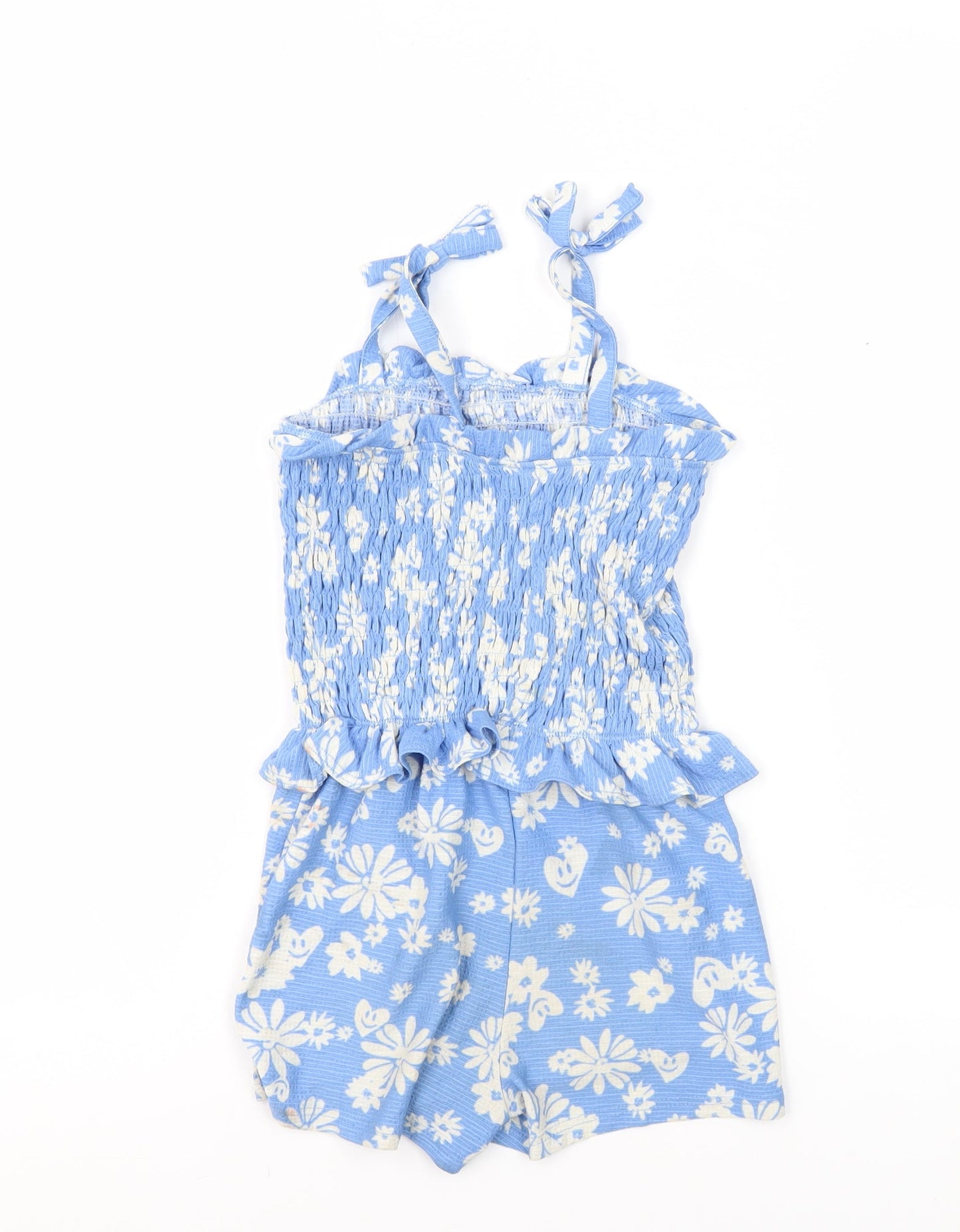 River Island Girls Blue Floral Playsuit, 3-4 Years, Casual Summer