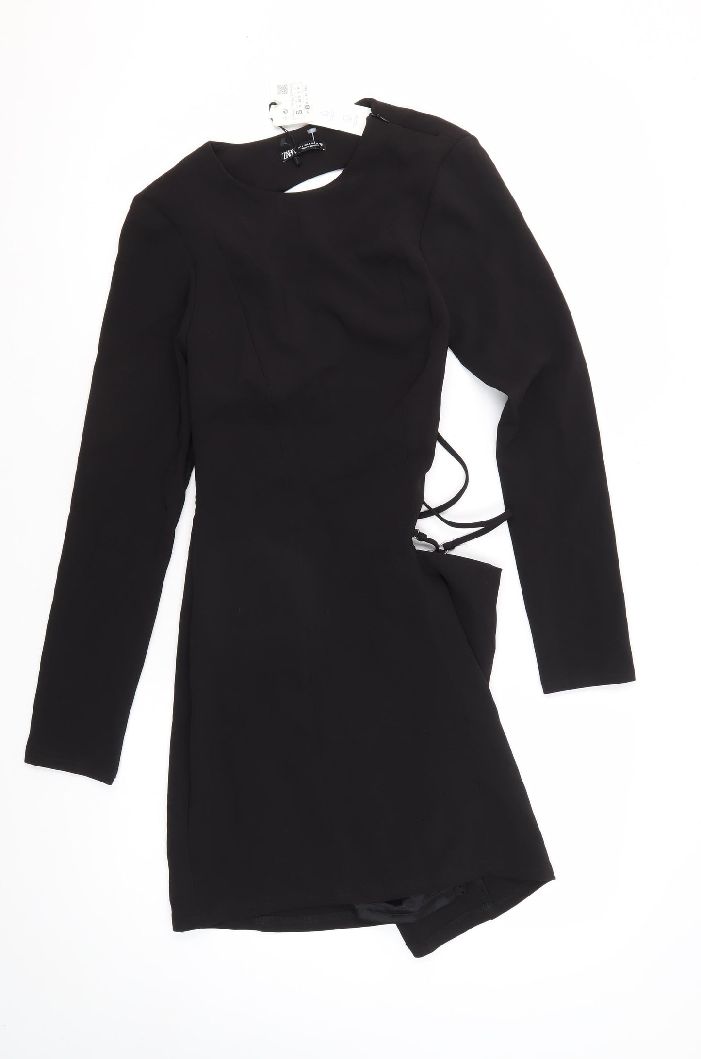 Zara Women's Black Long Sleeve Dress, S, Polyester