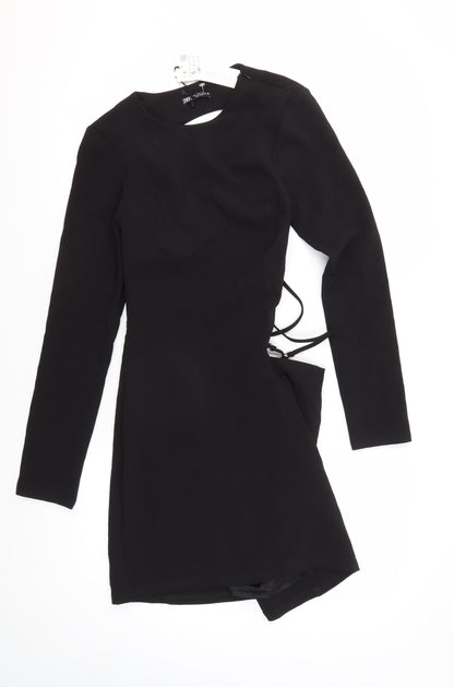 Zara Women's Black Long Sleeve Dress, S, Polyester