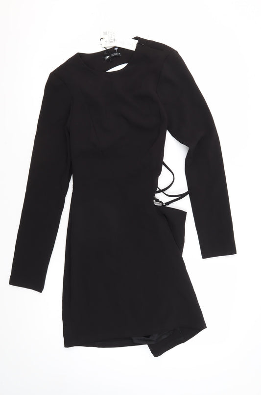 Zara Women's Black Long Sleeve Dress, S, Polyester