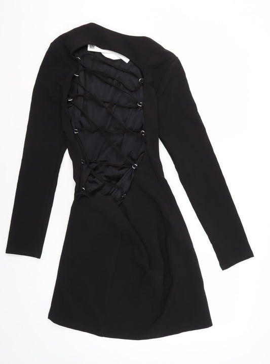 Zara Women's Black Long Sleeve Dress, S, Polyester