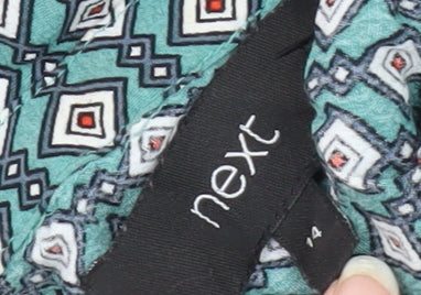 Next Women's Green Wrap Dress Size 14 with Flutter Sleeves