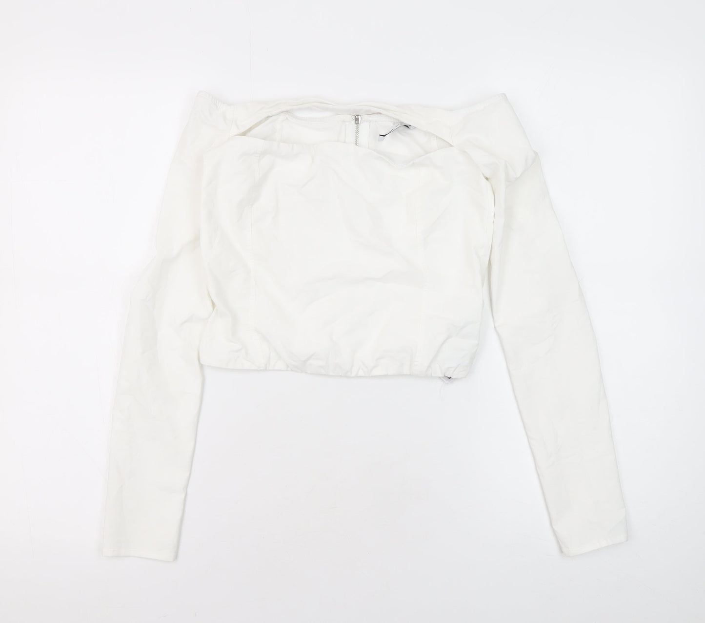 Bershka Women's White Cropped Blouse, Size 12