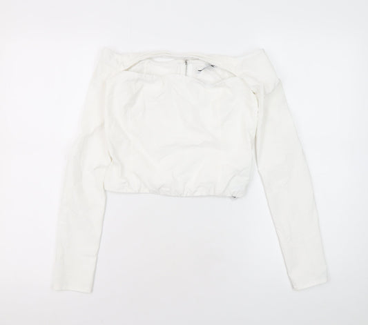 Bershka Women's White Cropped Blouse, Size 12