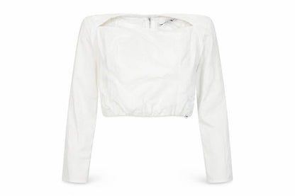 Bershka Women's White Cropped Blouse, Size 12