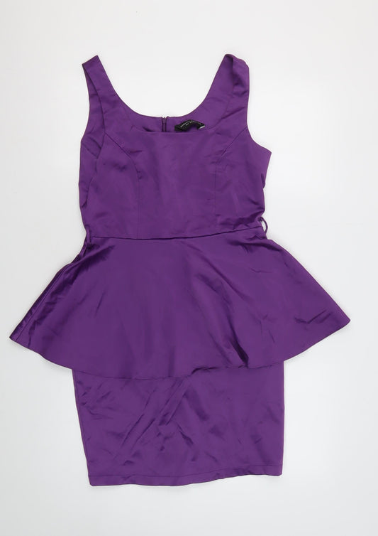 Dorothy Perkins Women's Purple Peplum Dress Size 10