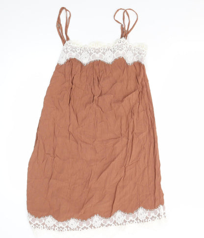 Next Women's Brown Lace Slip Dress Size 8