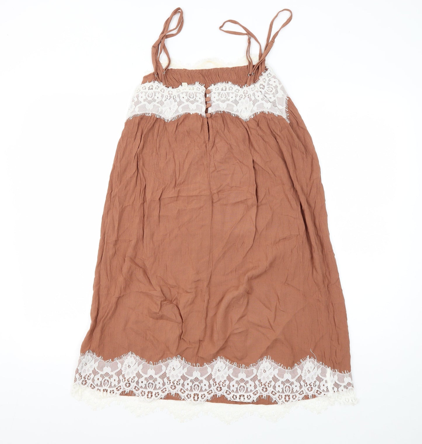 Next Women's Brown Lace Slip Dress Size 8