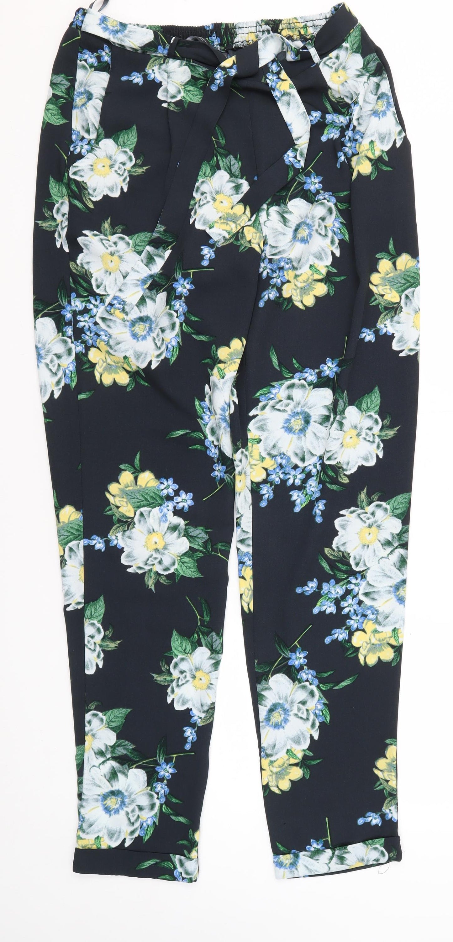 Womens UK Size 12 Dorothy Perkins Regular Fit Paperbag Multicoloured Trousers