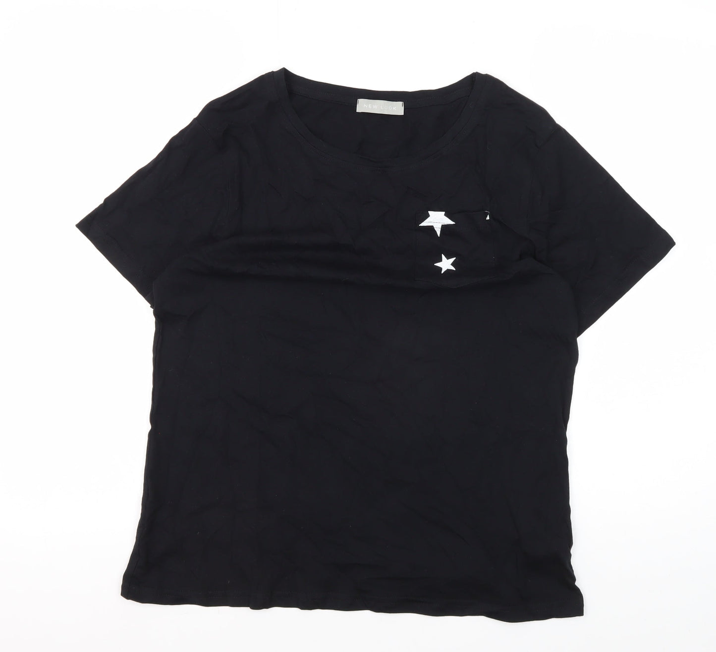Womens UK Size S New Look Black Basic T-Shirt