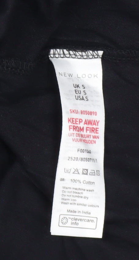 Womens UK Size S New Look Black Basic T-Shirt