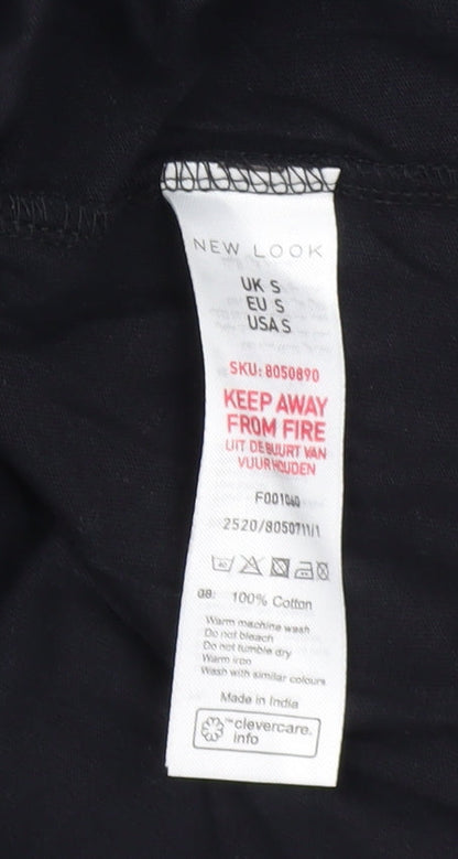 Womens UK Size S New Look Black Basic T-Shirt
