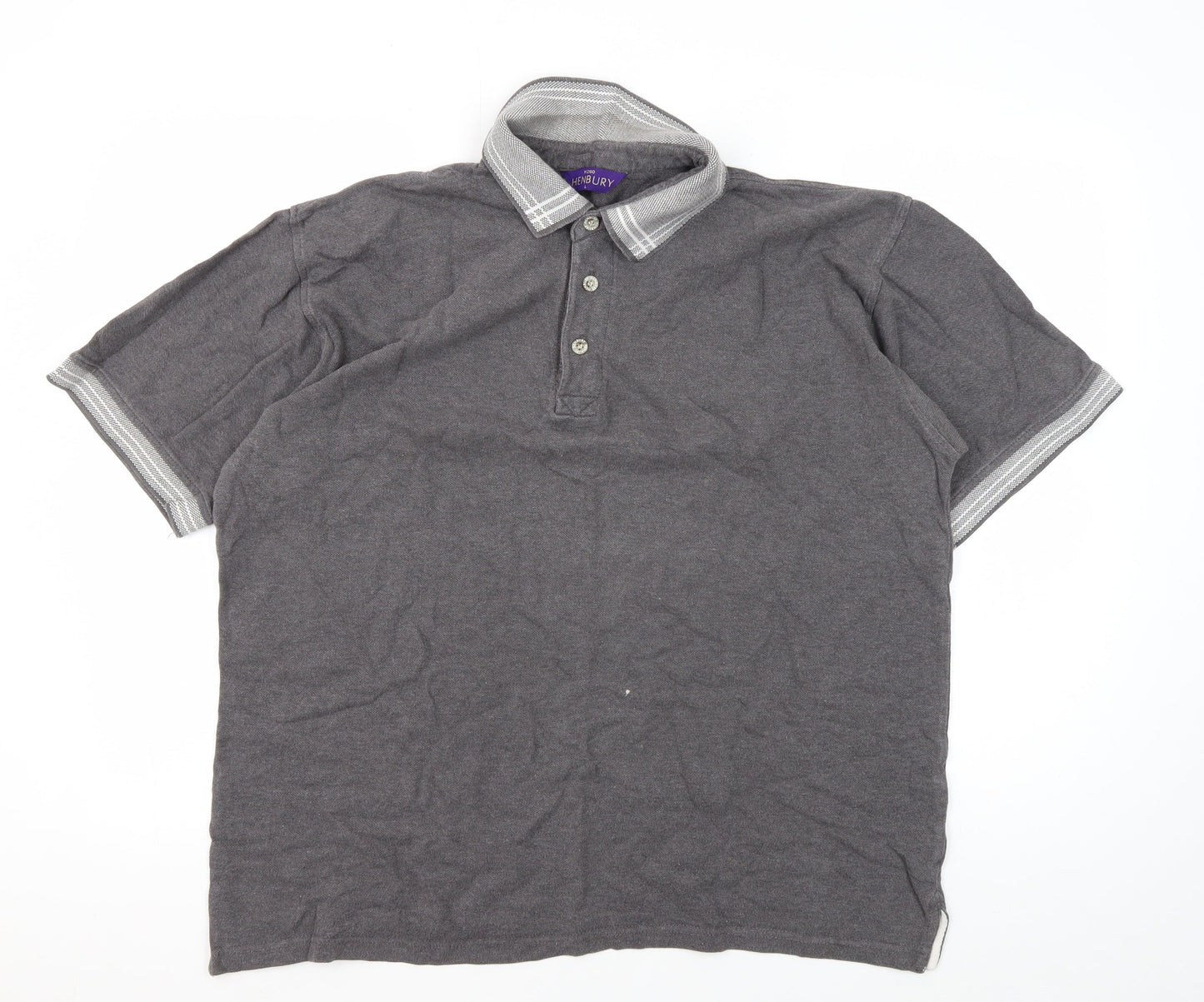 Henbury Men's Grey Polo Shirt, Size L, Casual Wear