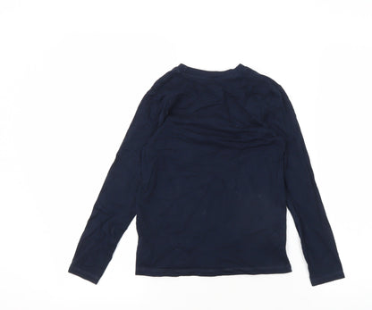 Marks and Spencer Girls Blue Pyjama Top, Size 7-8 Years, Graphic Print