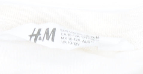 H&M Girls White Graphic T-Shirt, 10-11 Years, Logo Style