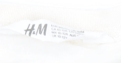 H&M Girls White Graphic T-Shirt, 10-11 Years, Logo Style