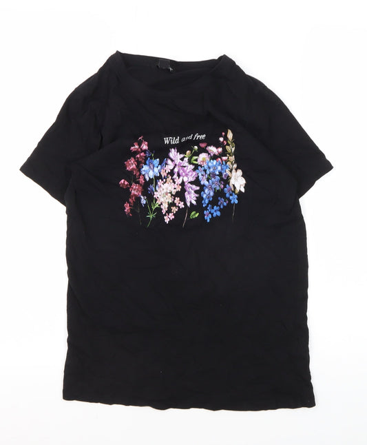 Womens UK Size 8 New Look Black Basic T-Shirt