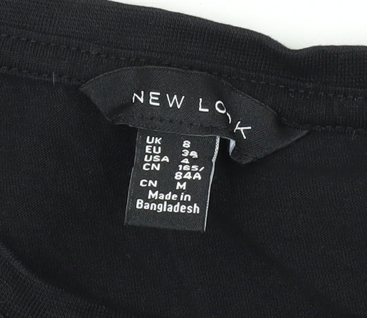 Womens UK Size 8 New Look Black Basic T-Shirt