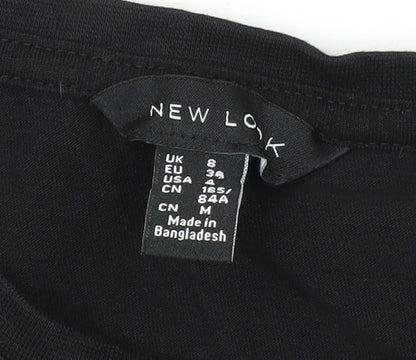 Womens UK Size 8 New Look Black Basic T-Shirt